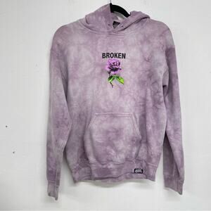 Broken Promises Purple Tie Dye Purple Rose Hoodie Sweatshirt Womens S Casual